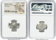 Maximinus I (AD 235-238). AR denarius (20mm, 11h). NGC Choice XF. Rome, AD 235-236. IMP MAXIMINVS PIVS AVG, laureate, draped, and cuirassed bust of Ma...