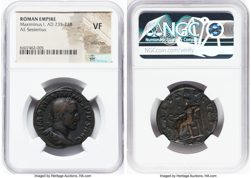 Maximinus I (AD 235-238). AE sestertius (30mm, 11h). NGC VF, scratches. Rome, AD...