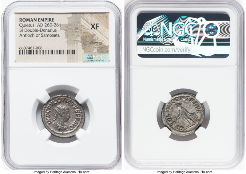 Quietus (AD 260-261). BI antoninianus (21mm, 11h). NGC XF, Silvering. Antioch or...