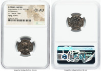 Constantius II, as Caesar (AD 337-361). AE3 or BI nummus (19mm, 7h). NGC Choice AU. Trier, 2nd officina, AD 327-328. FL IVL CONSTANTIVS NOB C, laureat...