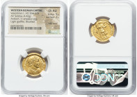 Valentinian I, Western Roman Empire (AD 364-375). AV solidus (21mm, 4.42 gm, 5h). NGC Choice AU 5/5 - 2/5, edge bend, light graffito, brushed. Antioch...