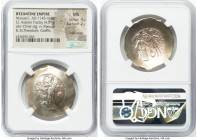 Manuel I Comnenus (AD 1143-1180). EL aspron trachy (32mm, 4.51 gm, 5h). NGC MS 4/5 - 2/5, edge crimp, graffiti. Constantinople, AD 1160-1164. IC-XC (b...