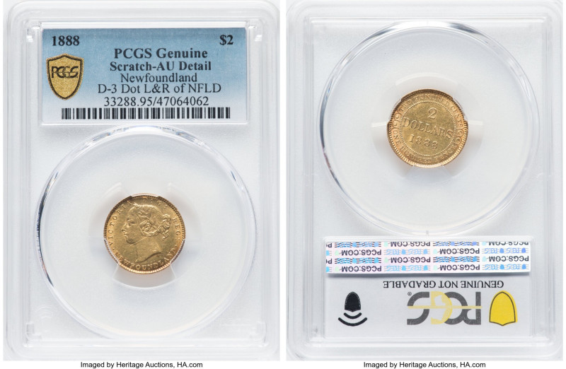 Newfoundland. Victoria gold 2 Dollars 1888 AU Details (Scratch) PCGS, London min...