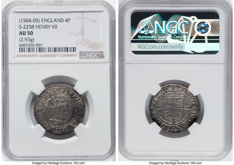 Henry VII (1485-1509) Groat ND (1504-1505) AU50 NGC, Cross-crosslet mint mark, S...