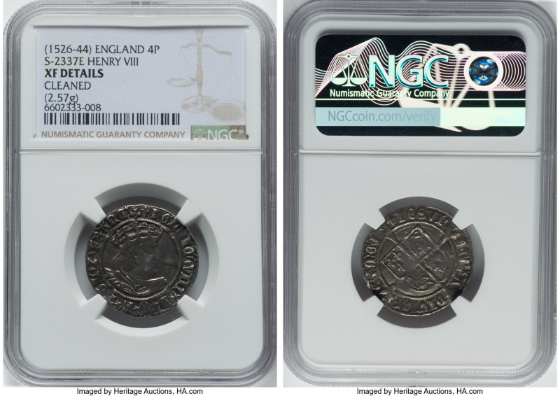 Henry VIII (1509-1547) Groat (4 Pence) ND (1526-1544) XF Details (Cleaned) NGC, ...