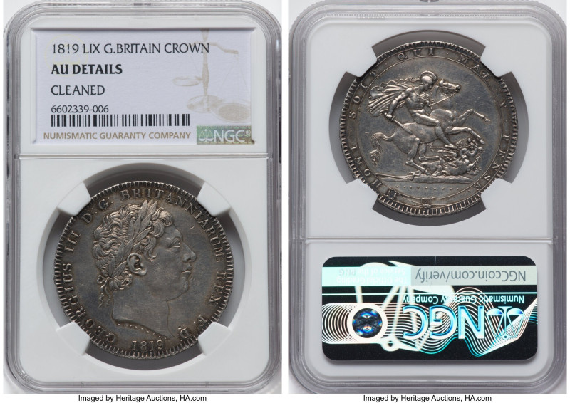 George III Crown 1819 AU Details (Cleaned) NGC, KM675, S-3787. LIX edge. HID0980...