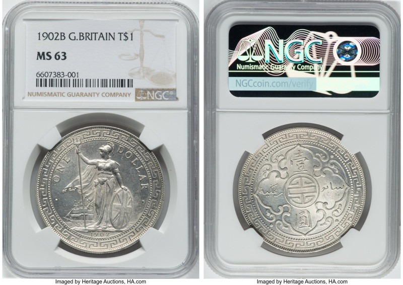 Edward VII Trade Dollar 1902-B MS63 NGC, Bombay mint, KM-T5, Prid-13. HID0980124...