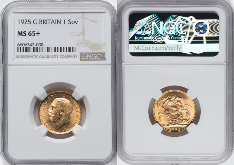 George V gold Sovereign 1925 MS65+ NGC, KM820, S-3996. HID09801242017 © 2022 Her...