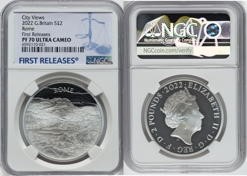 Elizabeth II silver Proof "Rome" 2 Pounds (1 oz) 2022 PR70 Ultra Cameo NGC, KM-U...