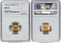 Nicholas II gold 5 Roubles 1902-AP MS66 NGC, St. Petersburg mint, KM-Y62, Fr-180. HID09801242017 © 2022 Heritage Auctions | All Rights Reserved