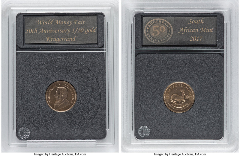 Republic Pair of Assorted "50th Anniversary Krugerrand Privy" Issues 2017, 1) go...