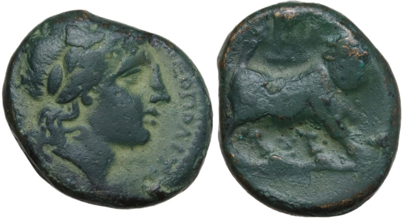 Italy, Southern Campania, Neapolis, c. 300-275 BC. Æ (17mm, 4.15g). Laureate hea...