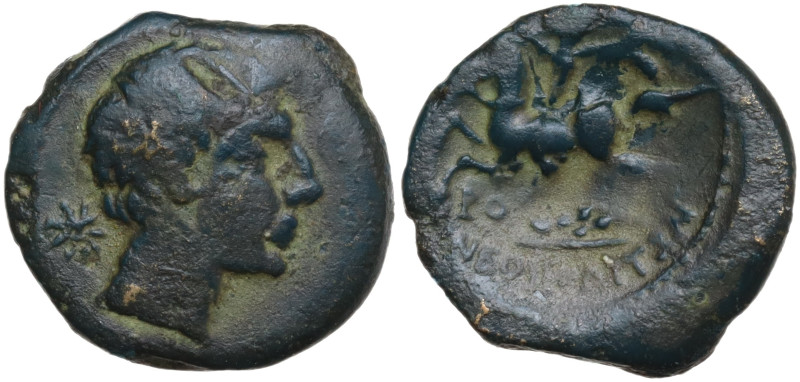 Italy, Southern Campania, Neapolis, c. 250-225 BC. Æ (16mm, 3.40g). Head of Apol...