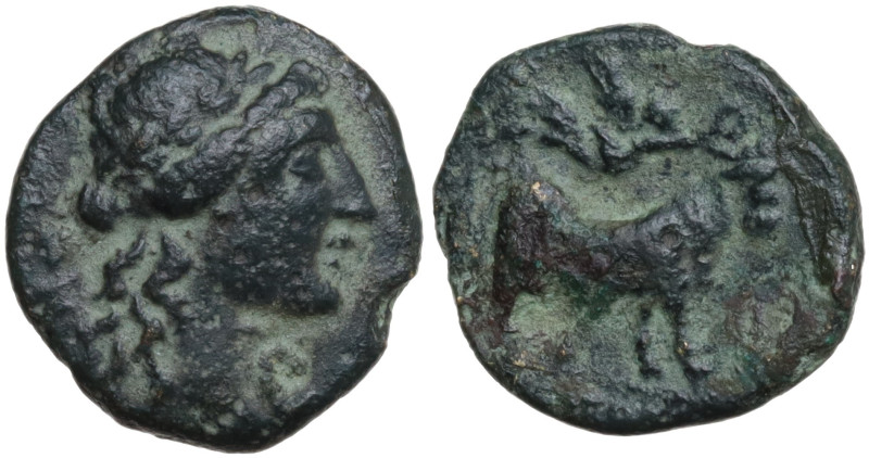 Italy, Southern Campania, Neapolis, c. 250-225 BC. Æ (12mm, 1.64g). Laureate hea...