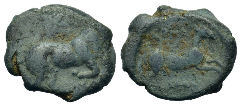 Italy, Apulia, Arpi, c. 270-250 BC. Æ (21,4mm, 6.6g). Bull butting r. R/ Horse g...