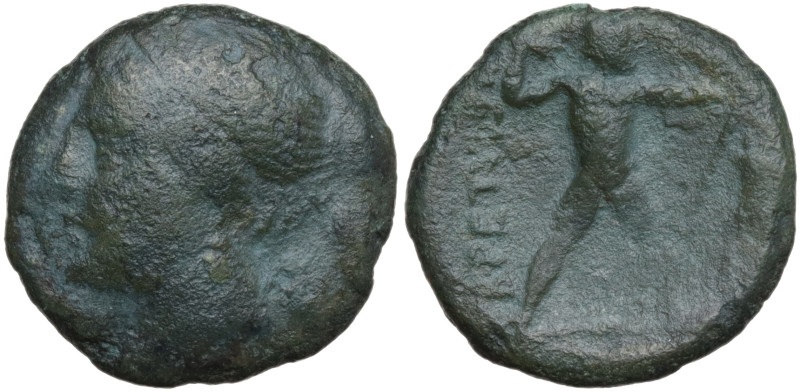 Italy, Bruttium, The Brettii, c. 214-211 BC. Æ Half Unit (15mm, 2.30g). Head of ...