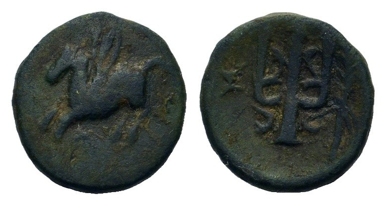 Akarnaia, Leukas 355 - 330 BC. Æ 13mm (1,88g.).
OBV: Pegasus flying l., Λ above
...