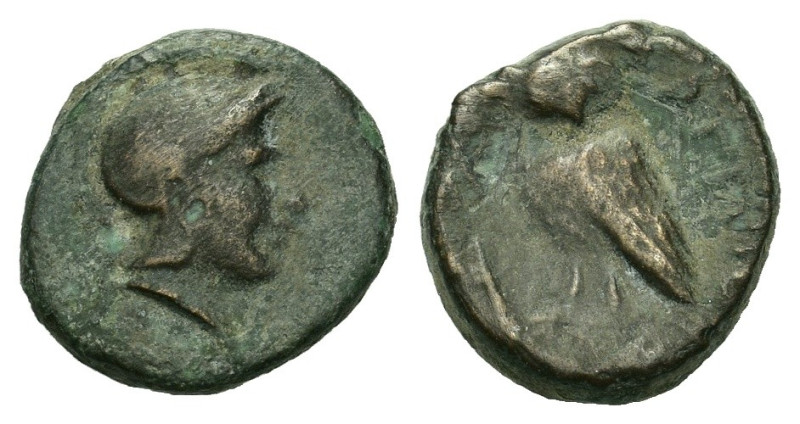 Akarnania, Argos Amphilochikon(?), 3rd century BC. Æ (15mm, 2.72g). Helmeted hea...