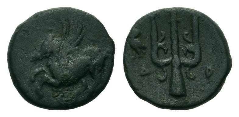 Akarnania, Leukas 355 - 330 BC. Æ 13mm (1,97g.).
OBV: Pegasus flying l., Λ above...