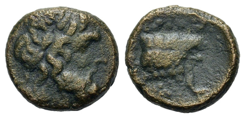 Akarnania. The Oiniadai. Circa 219-211 BC. Æ (16,8mm, 5.52g). Laureate head of Z...