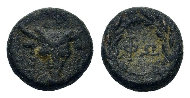 Phokis, Federal Coinage. 3rd century BC. Æ 12mm (2,41g.).
OBV: Head of bull faci...