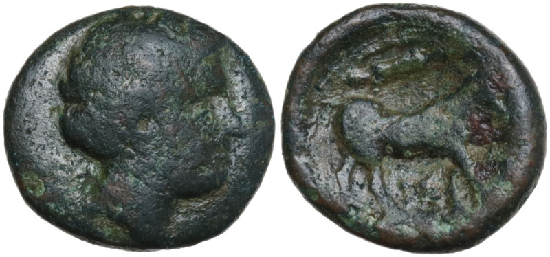 Euboia, Histiaia, 4th-3rd centuries BC. Æ (12.5mm, 1.73g). Wreathed head of the ...