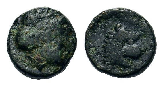 Troas. Antandros. 4th-3rd centuries BC. Æ (8,1mm, 0.77g). Laureate head of Apoll...