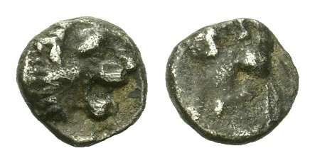 Troas, Assos(?), c. 479-450 BC. AR Hemiobol (5mm, 0.24g). Griffin(?) r. R/ Head ...