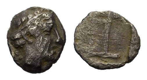 Ionia, Kolophon, c. 450-410 BC. AR Tetartemorion (7mm, 0.28g). Laureate head of ...