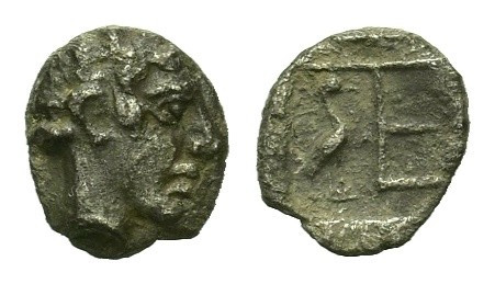 Ionia, Kolophon, c. 450-410 BC. AR Tetartemorion (6mm, 0.27g). Laureate head of ...