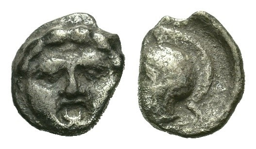 Pisidia. Selge (Ca. 350-290 BC). AR obol (9,5mm, 0.63g). VF. Head of gorgoneion ...