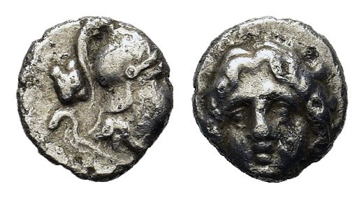 Pisidia, Selge. AR Obol (9,1mm, 0.81g), 3rd Century BC. Facing head of Gorgoneio...