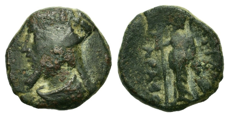 Kings of Cappadocia. Ariarathes III (230-220 BC). Æ (15,7mm, 4g). Head l. wearin...