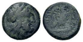 Ptolemaic Kings of Egypt. Ptolemy VIII Euergetes II (Physcon). Second reign, 145-116 BC. Æ (20,4mm, 8.81g). Uncertain mint in Cyprus. Head of Zeus-Amm...