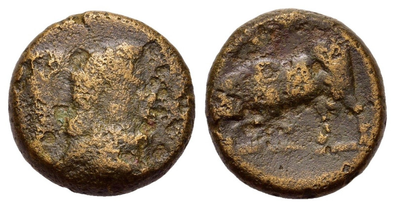 Uncertain mint, 4th century BC. Æ (16,9mm, 6.52g). Uncertain type. R/ bull butti...