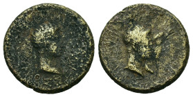 Augustus with Rhoemetalces I. Thrace, Uncertain mint. Æ (24mm, 9.87g). Jugate heads of Rhoemetalces, diademed, and his queen Pythodoris, r. R/ Bare he...