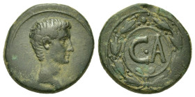 Augustus (27 BC-AD 14). Seleucis and Pieria, Antioch. Æ As (25,5mm, 10,86g). Bare head r. R/ Large C·A within laurel wreath. RPC I 4103 (uncertain Syr...
