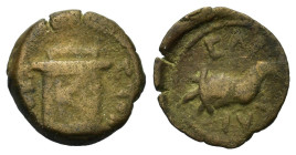Augustus (27 BC-AD 14). Egypt, Alexandria. Æ Obol - 20 Drachmai (16mm, 2.88g). Altar inscribed with K. R/ Cornucopia. Dattari (Savio) 45; RPC I 5009; ...