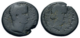 Tiberius with Livia (14-37). Macedon, Thessalonica. Æ (21,6mm, 7.16g).Laureate head of Tiberius r. R/ Head of Livia r. RPC I 1568.
