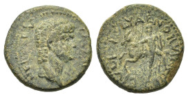 Nero (54-68). Corinth. Æ (21mm, 5,65g). Bare head r. R/ Bellerophon advancing l., holding shield and seizing by bridle Pegasos standing l. BCD Corinth...
