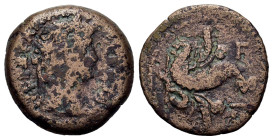 Nero (54-68). Egypt, Alexandria. Æ (25mm, 9,87g). Laureate head r. R/ Agathodaemon serpent r. RPC I 5320.
