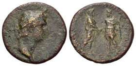 Domitian (81-96). Phrygia, Aezanis. Æ (25,7mm, 9.6g). Homonoia with Cadi. Laureate bust r. R/ The Demoi of Aezanis and Cadi standing vis-à-vis, claspi...
