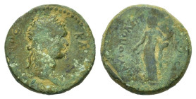 Domitian (81-96). Cilicia, Flaviopolis-Flavias. Æ (18,2mm, 5.88g). Laureate head r. R/ Tyche standing front, head l., holding rudder and cornucopiae. ...