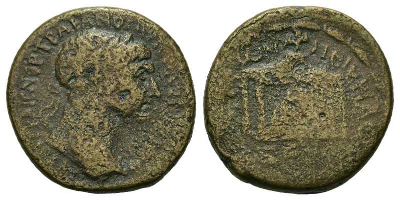 Trajan (98-117). Uncertain mint. Æ (24,2mm, 10.36g). Laureate head r. R/ Temple....
