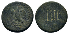 Hadrian (117-138). Patrai. Æ Tessera (20,5mm, 6,90g). Eagle standing facing, wings displayed, leaning to r., head l. R/ Blank and four engraved lines....