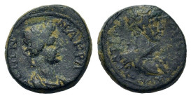 Hadrian (117-138). Lydia, Nacrasa. Æ (15,3mm, 3.3g). Laureate, draped and cuirassed bust r. R/Laureate and draped bust of Demos r. RPC III 1804.