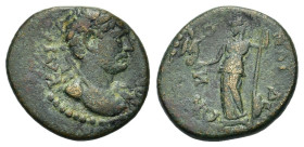Hadrian (117-138). Pamphylia, Magydus. Æ (18,7mm, 4.3g). Laureate bust r. R/ Athena standing l. RPC III 2684.
