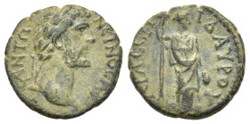 Antoninus Pius (138-161). Argolis, Epidauros. Æ (23mm, 6,45g). Laureate head of Antoninus Pius r. R/ Draped female figure standing r. (probably Hygeia...