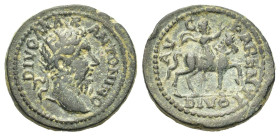 Divus Marcus Aurelius. MACEDON. R.P.C.P. (RES PUBLICA COLONIE PERGAMON). Æ (24mm, 12,1g). Struck under Gallienus, 253-268 AD. Radiate head r. R/ Emper...