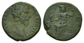 Marcus Aurelius (161-180). Corinth. Æ (20,5mm, 6,88g). Laureate head of Marcus Aurelius with traces of drapery, r. R/ Jupiter/Zeus seated, l., holding...